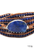 Boho Bracelet, RH 5 Layers Leather Wrap Bracelet, Natural Stones, Blue, White, Brown